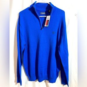 CHAPS-NWT, Blue half zip men’s sweater, size medium